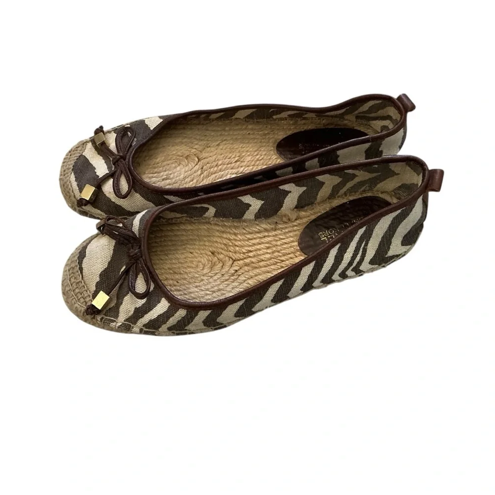 Michael Kors zebra print canvas espadrilles ballet flats size 7